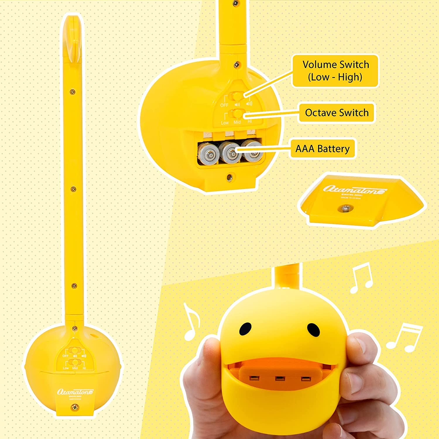 Otamatone [Color Series] Japanese Electronic Musical Instrument Portable Synthesizer from Japan by Cube/Maywa Denki [English version] [Regular size]-Yellow, Hot Pink set