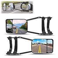 Pack-2 Traction Car Rear View Mirror, Adjustable Dual View, 360 Degree Rotation Towing Mirror, Universal Tow Mirrors, for Car Truck (Black)