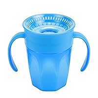 Dr. Brown's Milestones Cheers 360 Cup Spoutless Transition Cup with Handles for Easy Grip and Leak-Free Learning, Blue, 7 oz/200 mL