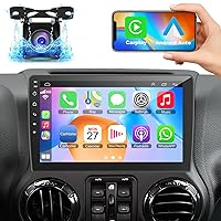 10.2 Inch Car Radio Stereo for Jeep Wrangler JK Compass Grand Cherokee Dodge Ram Built-in Apple Carplay Android Auto, 5G WiFi 8 Core 1280 * 720 Resolution Display Android12& 2G+32G Car Radio for Jeep