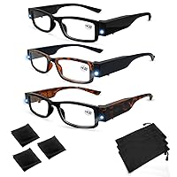 Reading Glasses with Lights Bright LED Readers with Lights Built in Magnifying Glasses for Reading Blue Light Blocking Glasses Lighted Magnifier Nighttime Reader Lighted Eyeglasses for Women Men+400