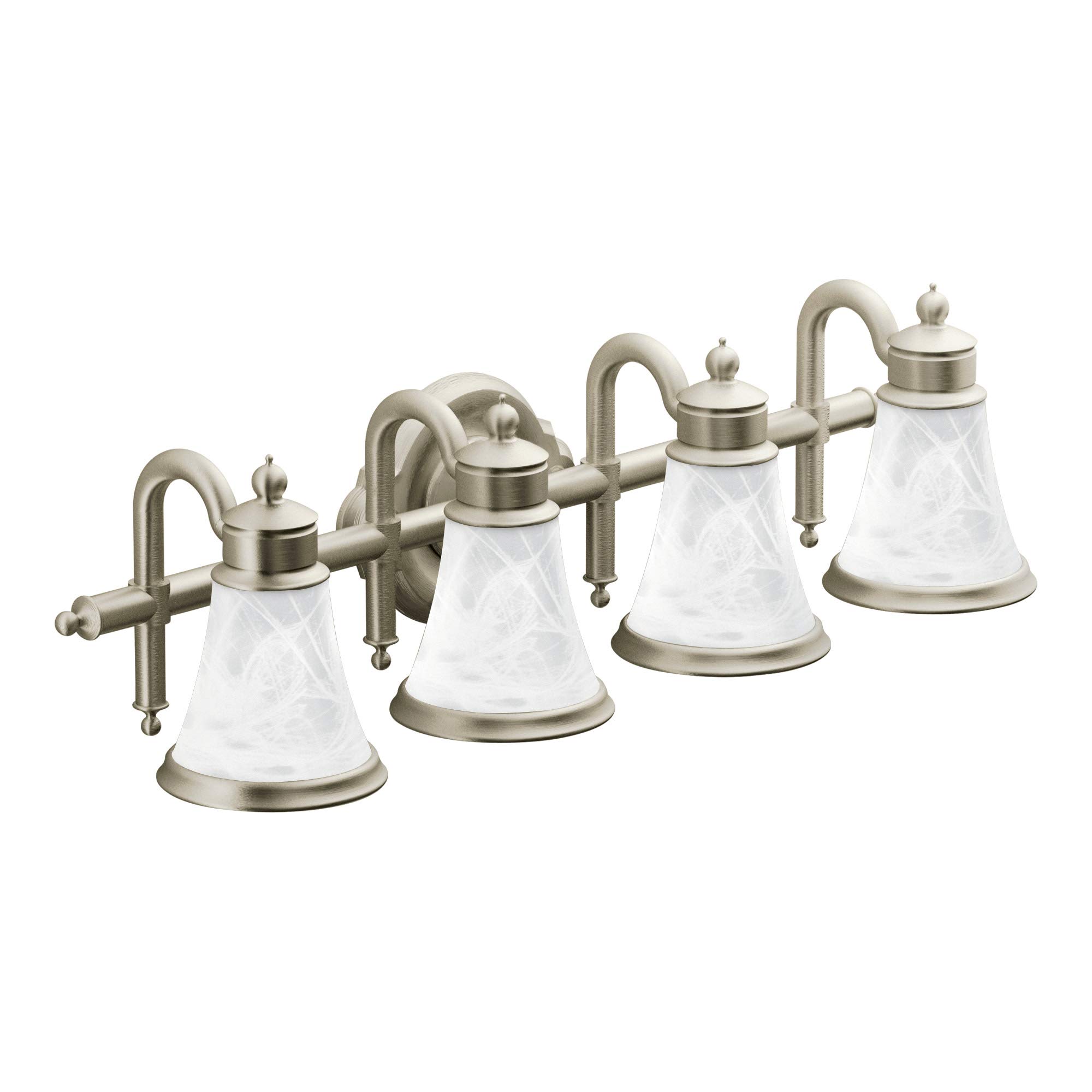 Moen YB9864BN Waterhill 4-Light Dual-Mount Bath Bathroom Vanity Fixture with Frosted Glass, Brushed Nickel 10.60 x 35.00 x 9.10 inches