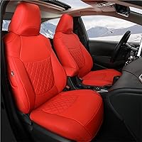 GIANT PANDA Customized Full Set Car Seat Covers Fit for Toyota Corolla L LE 2020 2021 2022 2023 2024 Faux Leather- (Red)
