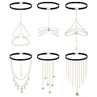 JeryWe 6 Pieces Body Chain for Women Sexy Gold Silver Thigh Chain Elastic Leg Chain Boho Body Jewelry for Beach Summer Holiday Leg Chain Goddess Costume Accessories