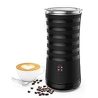Milk Frother and Steamer, 4-in-1 Milk Frother for Coffee Electric Double Wall, Hot & Cold Foam Milk Heater with Strix Temperature Controls, Auto Shut-Off, for Cappuccino, Coffee, Macchiato (black)