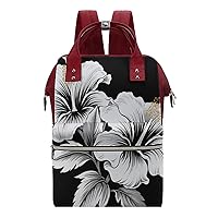 Hibiscus Flowers Printed Diaper Bag Backpack Travel Waterproof Mommy Bag Nappy Daypack