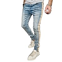 Jeans for Men - Men Contrast Side Seam Washed Skinny Jeans