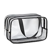 Clear Toiletry Bag for Women Men, Waterproof Travel Bag for Toiletries, Dry Wet Separate Draining Shower Caddy Bag with Breathable Hollow Out Mesh, Portable Makeup Cosmetic Organizer Storage Tote Bag