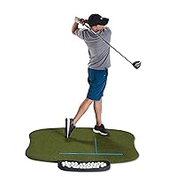 Fiberbuilt Golf Hourglass Hitting Mat - Premium Indoor/Outdoor Performance Turf with Non-Slip Rubber Foam Padding | Comes with 4 Alignment Sticks and 1 Golf Ball Tray
