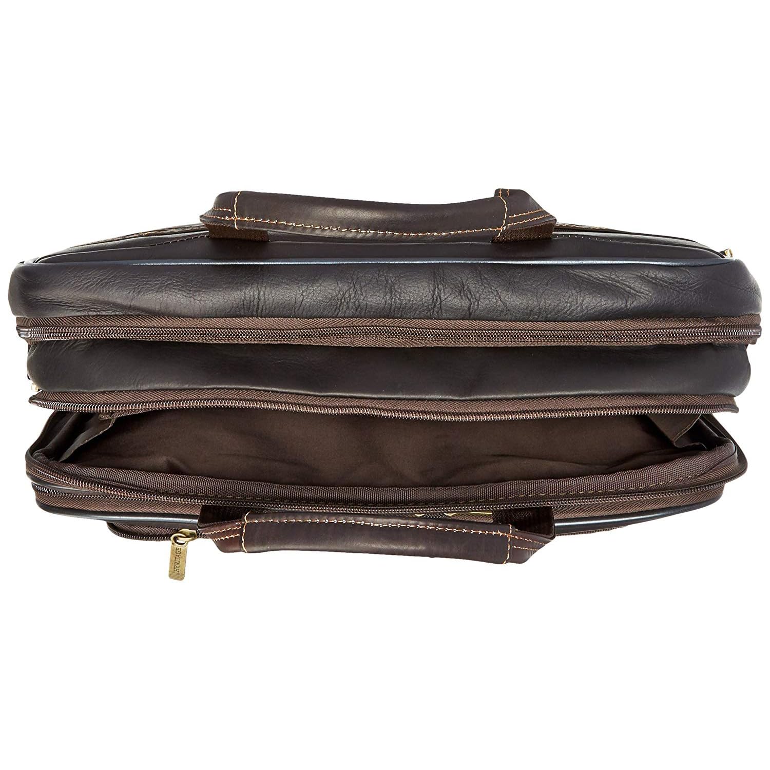 Heritage Travelware Colombian Leather Double Gusset Top Zip Ez Scan Computer Case Holds Most 15.6