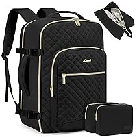LOVEVOOK Travel Backpack for Women, Flight Approved Carry on Backpack for Traveling on Airplane, 40L Personal Item Bag Airline Approved, 17 Inch Causal Weekender Backpack with 3 Packing Cubes, Black