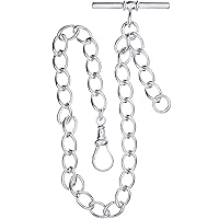 I LUV LTD Single Albert Chain for Pocket Watch - Large Link Sterling Silver - Gents Gift