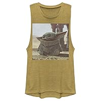 STAR WARS Junior's The Mandalorian The Child Square Frame Festival Muscle Tee