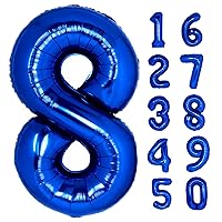40 Inch Giant Navy Blue Number 8 Balloon, Helium Mylar Foil Number Balloons for Birthday Party, 8th Birthday Decorations for Kids, Anniversary Party Decorations Supplies (Navy Blue Number 8)