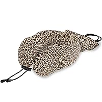 ALAZA Memory Foam Travel Pillow with Snap Clip Leopard Print Animal Gemoetric Neck Pillow for Airplane Travel Kit, Soft Comfortable and Washable