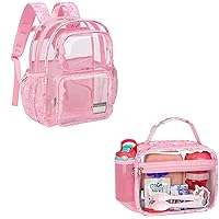 Bagseri Kids Clear Backpack and Clear Lunch Bag Bundle, 15 Inch Kids Backpacks for School and Clear Kids Lunch Bags Clear Lunch Box for School