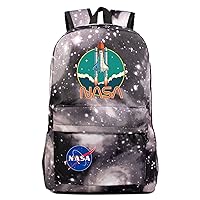 BOLAKE Unisex Durable NASA Printed Knapsack Waterproof Travel Daypack-Lightweight Students Bookbag Novelty Outdoor Rucksack