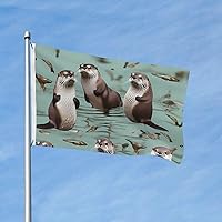 Flag 3 x 5 Ft Outdoor Flag Double Sided Flag Otters All Weather Flags for Yard Outdoor Decoration Holiday Banner Sign