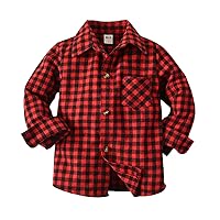 M & M Shirts Toddler Boys Long Sleeve Winter Autumn Shirt Tops Coat Outwear For Babys Clothes Plaid Black Red