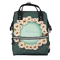 Diaper Bag Backpack With daisies and frame Maternity Baby Nappy Bag Casual Travel Backpack Hiking Outdoor Pack
