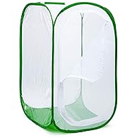 5 Feet Extra Large Monarch Butterfly Habitat, Giant Collapsible Insect Mesh Cage Terrarium Pop-up (White + Green, 35 x 35 x 59 Inches)