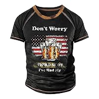 Men's Summer Plus Size Short Sleeve Casual Top Loose T-Shirt Outdoor Printed Vintage Tees Blouse