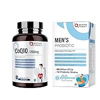 Probiotics for Men 60 Billion CFUs14 Strains & CoQ10 200mg Softgels with PQQ Antioxidant for Heart-Health and Energy Production