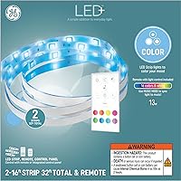 GE LED+ Color Changing LED Light Strip with Remote, 13W, Music Syncing Strip Light, 32ft