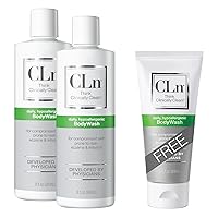 CLn® BodyWash Bundle - Moisturizing Body Wash, For Skin Prone to Eczema, Dermatitis, Acne, Infection, and Folliculitis (Two 8oz, One 3oz)