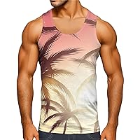Men's Casual Tank Tops Summer Tropical Novelty Graphic Vintage Style T-Shirt Quick Dry Fitness Fashion Workout T-Shirt