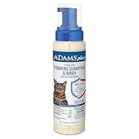 Adams Plus Flea & Tick Foaming Shampoo & Wash for Cats & Kittens Over 12 Weeks | Sensitive Skin Flea Treatment for Cats and Kittens | Kills Adult Fleas, Ticks, and Lice On Contact | 10 Oz