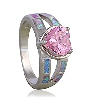 Pink Heart Design Pink Fire Opal Silver Stamped Topaz Fashion Jewelry Ring USA Sz 5 6 7 8 9 OR761A