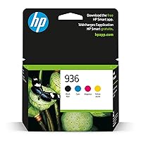 HP 936 Black, Cyan, Magenta, Yellow Ink Cartridges (4-Pack) | Works with OfficeJet 9120, OfficeJet Pro 9110, 9120, 9130, OfficeJet Pro Wide Format 9730 | Eligible for Instant Ink | 6C3Z5LN