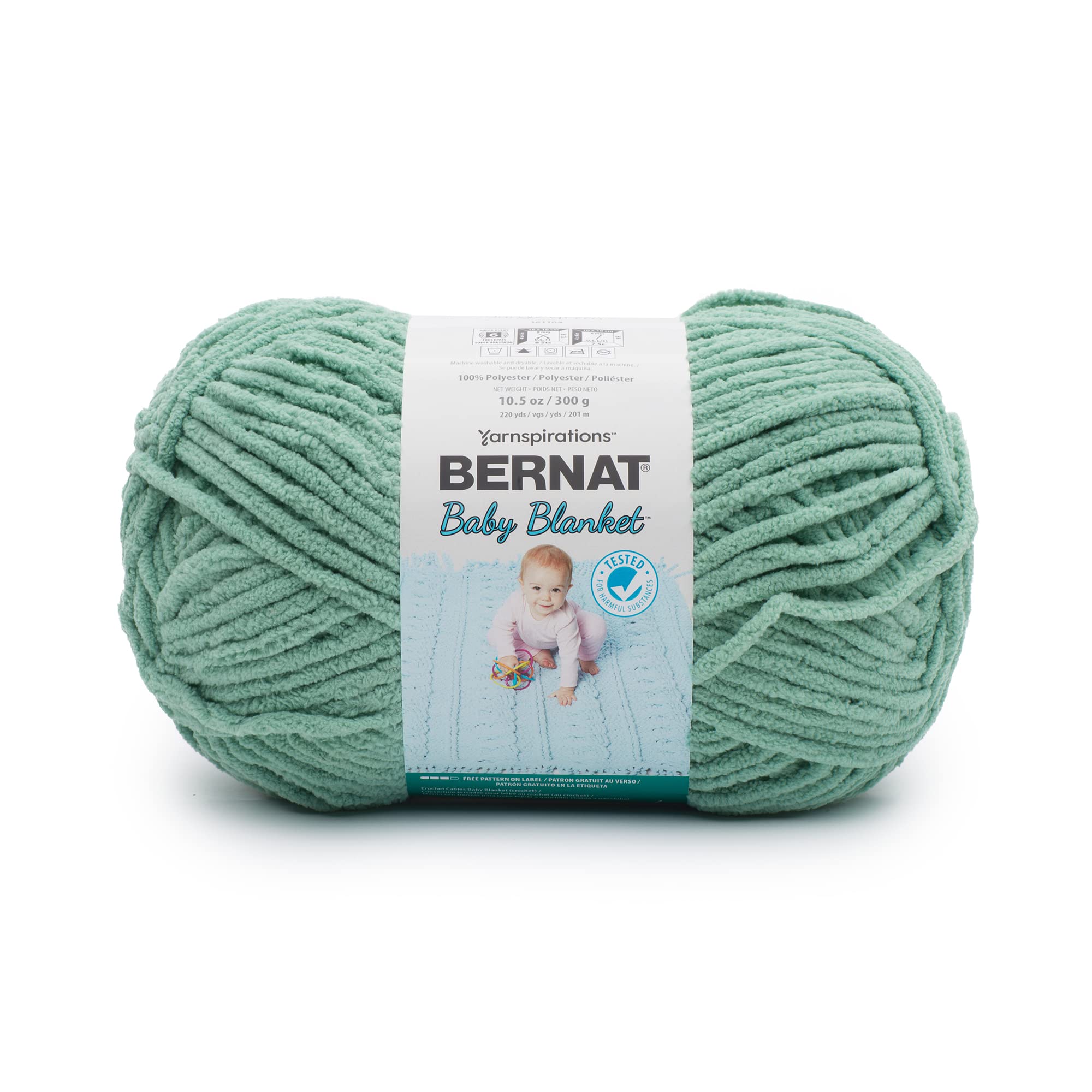 Bernat Baby Blanket BB Misty Jungle Green Yarn - 1 Pack of 10.5oz/300g - Polyester - #6 Super Bulky - 220 Yards - Knitting, Crocheting, Crafts & Amigurumi