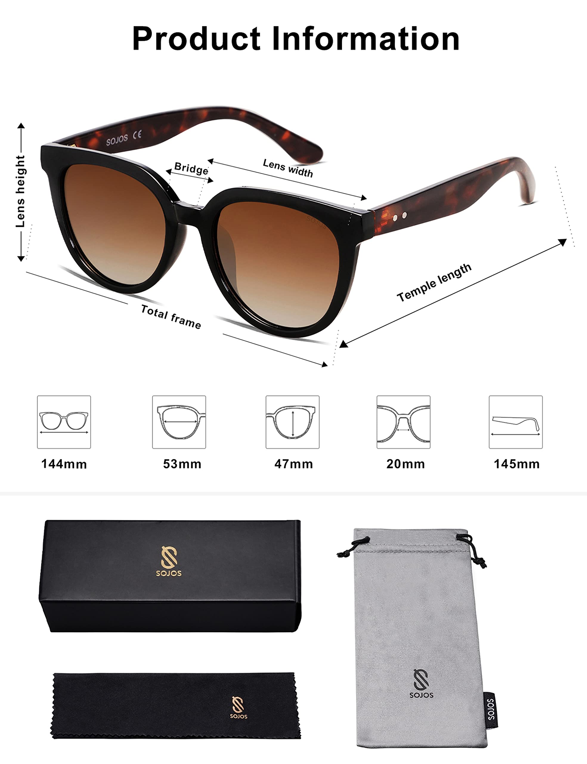 SOJOS Round Polarized Sunglasses for Women Fashion Trendy Style UV Protection Lens Sunnies Sunglasses SJ2175