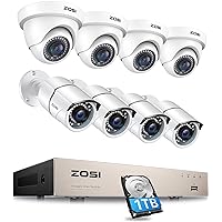 8CH 5MP Lite H.265+ Home Security Camera System Outdoor with 1TB Hard Drive, 8 Channel Wired DVR with 8pcs 1080P Weatherproof CCTV Cameras,120ft Night Vision,Remote Access for 24/7 Recording