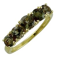 Carillon Andalusite Round Shape 4MM Natural Earth Mined Gemstone 10K Yellow Gold Ring Unique Jewelry for Women & Men