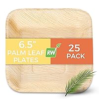Restaurantware Indo 6.5 x 6.5 x 1 Inch Square Palm Plates 25 Microwavable Palm Leaf Appetizer Plates - Freezable Sustainable Areca Palm Leaf Deep Plates Oven-Ready For Hot & Cold Foods