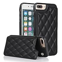 XYX for iPhone 7 Plus/iPhone 8 Plus Wallet Case with Card Holder, RFID Blocking PU Leather Double Magnetic Clasp Back Flip Protective Shockproof Cover 5.5 inch, Black