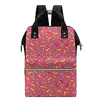 Colorful Sprinkles Donut Glaze Waterproof Mommy Bag Large Mommy Diaper Bags Travel Backpack for Unisex