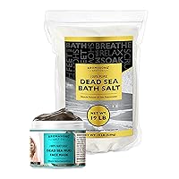Dead Sea Bath Salt 19 LB Fine Grain in Bulk Resealable Bag with 100% Pure Dead Sea Mud Mask - 5 Minute Mask for Face and Body Skincare
