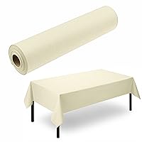 BloominGoods Disposable Tablecloth for Rectangle Table, Linen-Like Cream Paper Tablecover for Dining Table, Party, Wedding Or Event, 48