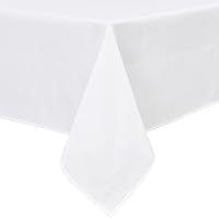Faux Linen Square Tablecloth - Wrinkle and Stain Resistant Washable Table Cloth for Kitchen Dining Room Holiday Table Cover for Party Dinner, White, 60 x 60 Inch