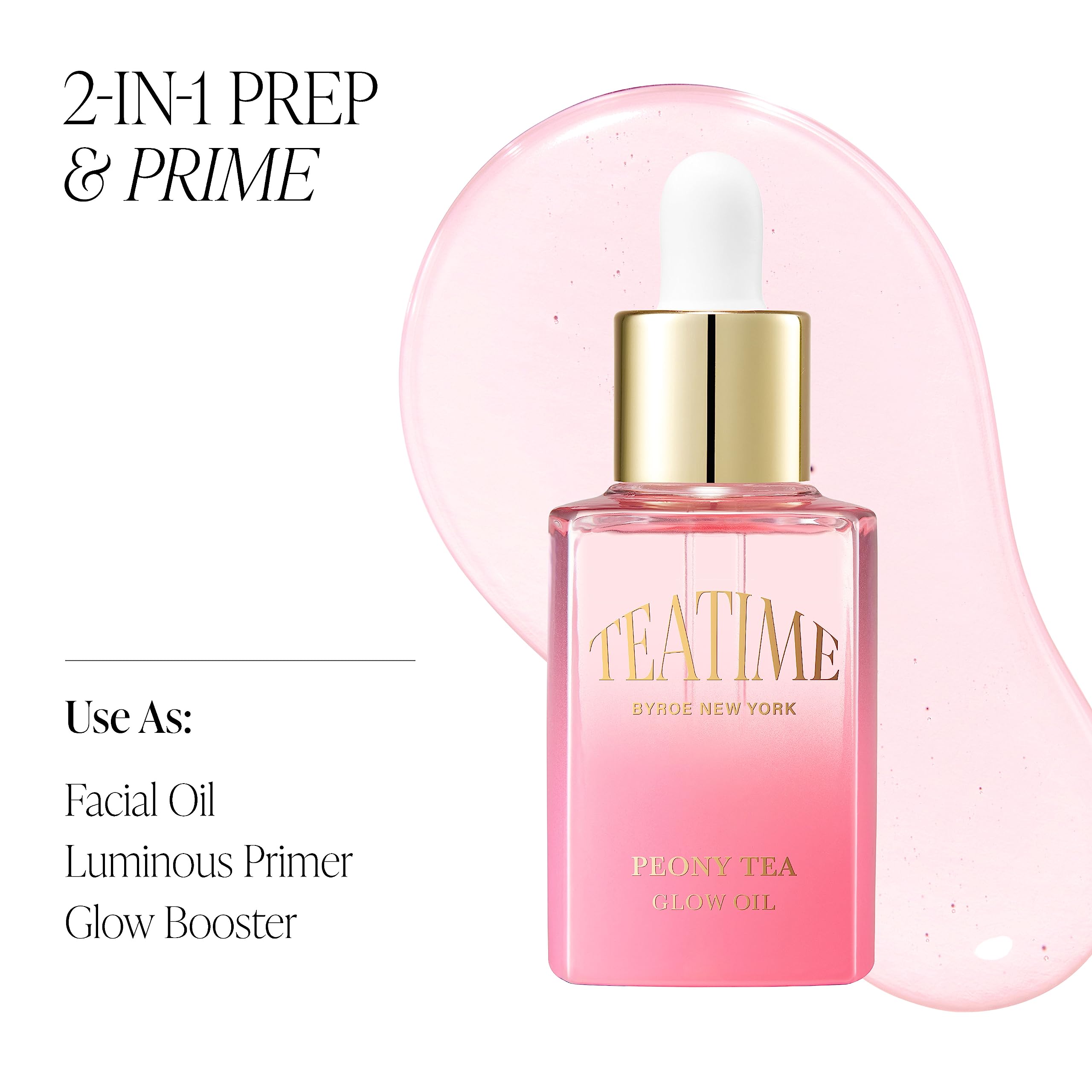 Byroe Peony Face Oil and Primer | Smooth and Hydrate for Flawless Makeup Base | Brighten Skin and Boost Moisture with Hyaluronic Acid & Bakuchiol | Vegan 1.01 FL Oz