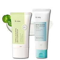 iUNIK Centella Calming Moisture Daily Sunscreen SPF 50+ PA++++ Non-greasy No White Cast & Beta-glucan Lightweight Non-Sticky Moisture Watery Cream Lotion Moisturizer Dry Oily Sensitive Korean Skincare