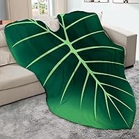 Leaf Blanket Plant Throw Blankets Soft Plush Flannel Giant Shaped Comfortable Kids or Adults for Couch Bed Sofa Decorative Great Gifts (Green Leaves) 87x63 Inch