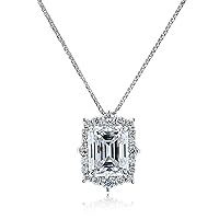 Kobelli Lab Grown Diamond Emerald Cut Moissanite (DEF/VS) Pendant Necklace (22