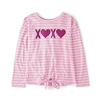 The Children's Place Girls' Long Sleeve Knit Tie Front Top