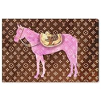 Oliver Gal Country Farmhouse Rustic Home Décor Canvas Print Painting Animal Wall Art, Pink Fashion Horse LV' in Pink/Brown, Gallery Wrapped, 15x10