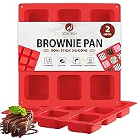 JOERSH 2 PCS Square Molds Silicone for Brownie Bites, 9-Cavity Silicone Brownie Pan All Edges for Fudges, Mini Muffins and Cakes